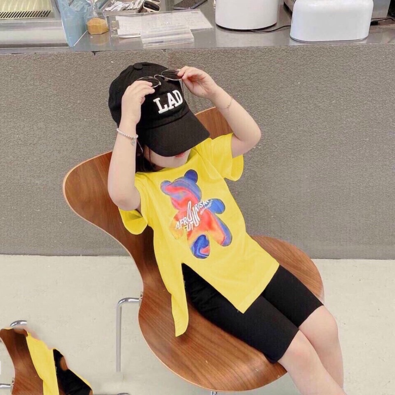 Set áo thun cộc tay quần leggin đùi bé gái cotton loại 1 siêu đáng yêu