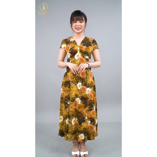 Đầm trung niên LYBEE dáng xòe thun lụa cao cấp 633
