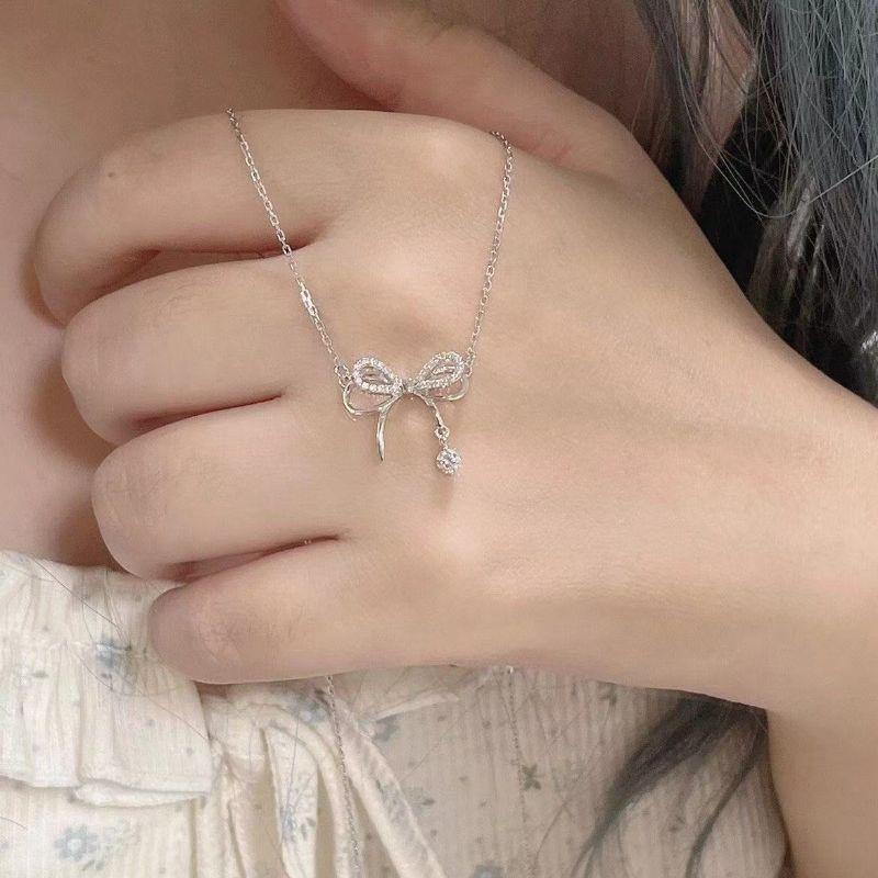 Dây Chuyền Hình Nơ Xinh Tiểu Thư Phong Cách Hàn Quốc V20 QiQi