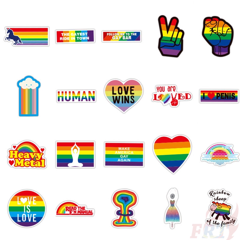 100Pcs/Set ❉ Ins - Rainbow Color Series A Giấy và decal dán tường ❉ DIY Mixed Laptop Skateboard Decals Doodle Stickers