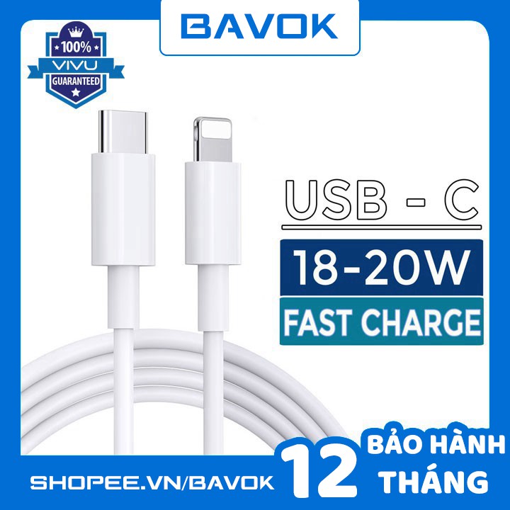 Dây cáp sạc iphone sạc nhanh 18w 20w - bavok