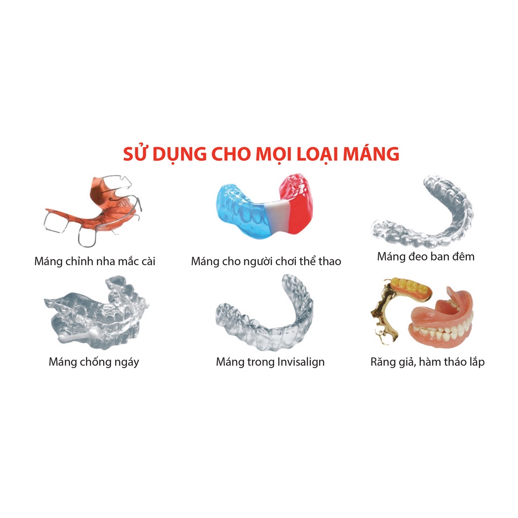 Viên sủi BẬT VẾT BẨN VÀ KHỬ MÙI làm sạch,vệ sinh khay răng chỉnh nha,hàm giả tháo lắp Dontodent Đức