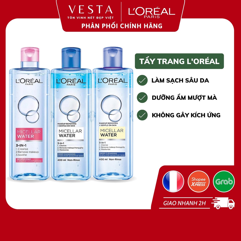 Nước Tẩy Trang Loreal - Tẩy Trang L'oreal Micellar Water 400ml Skincare Dưỡng Da