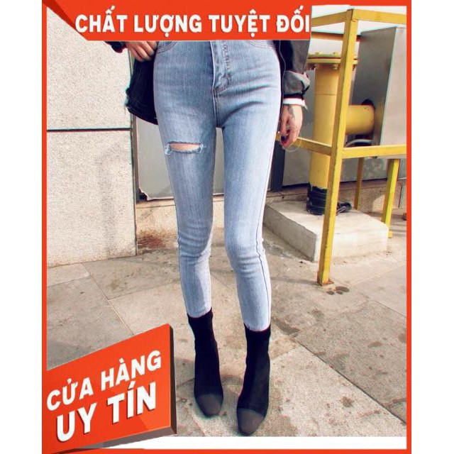 QUẦN SKINNY JEANS LƯNG CAO RÁCH CẮT- hình thật ảnh bìa | WebRaoVat - webraovat.net.vn