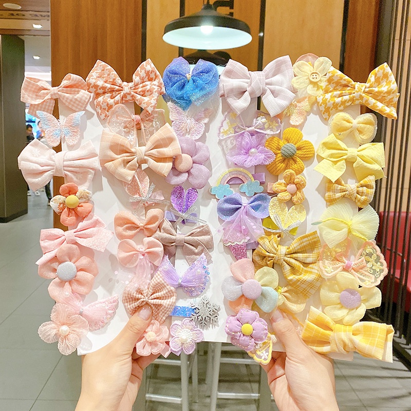 Bộ Kẹp Tóc Nơ Hoa Đáng Yêu Cho Bé Gái