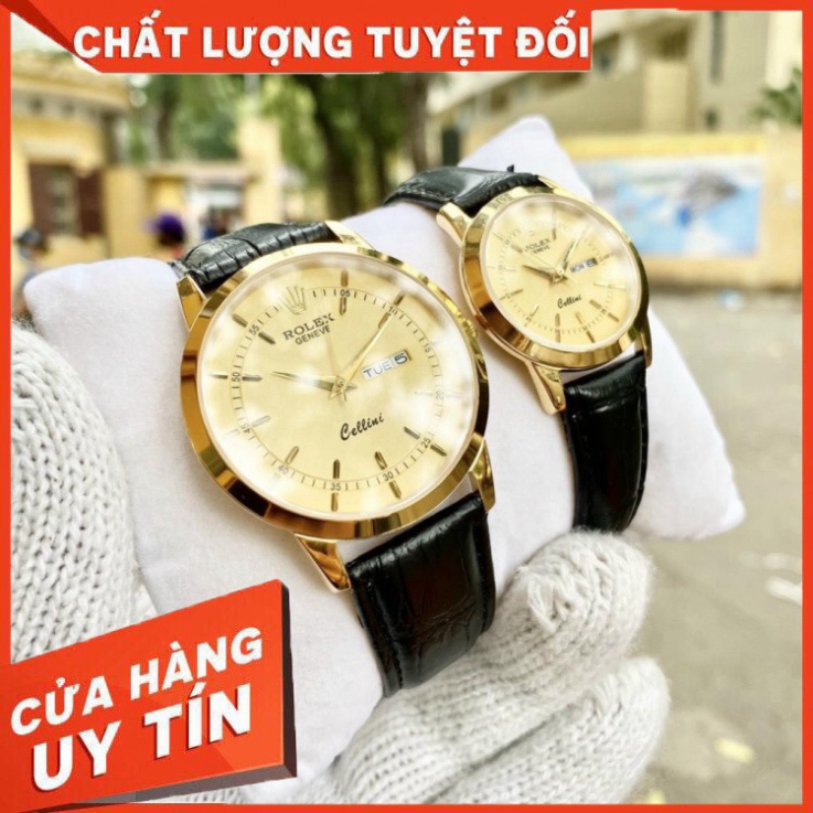 Đồng Hồ Đôi RoLex Sapphire R028 Case 38mm Mặt trơn 2 lịch Máy Pin Nhật
