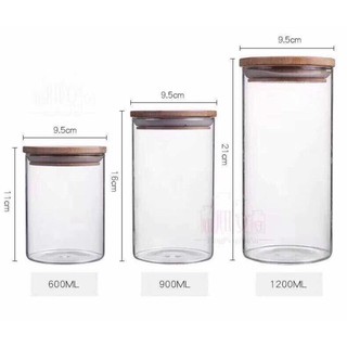 Lọ th.ỷ tinh nắp gỗ cao cấp 650ml và .l nk032