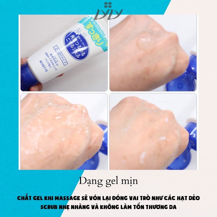 Tẩy tế bào chết mặt môi  Rosette Gommage Gel cho da khô , Tẩy da chết mặt body Nhật bản cho da dầu mụn 120g