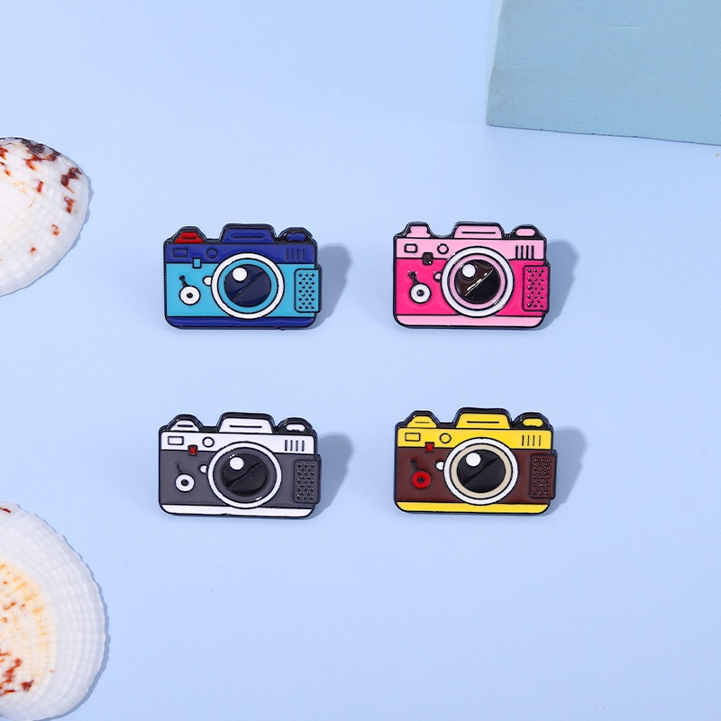 Ghim cài áo QIHE JEWELRY hình máy ảnh hoạt hình chống ánh sáng phong cách dễ thương phụ kiện trang trí cho học sinh