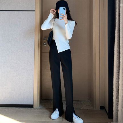 Quần Dài Lưng Cao Ống Rộng Xẻ Tà Cá Tính Cho Nữ | BigBuy360 - bigbuy360.vn