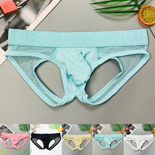 Men Sexy Low Waist Mesh Color Matching Comfortable Cotton Fashion Panties Thong Readystock hot sale new 2021