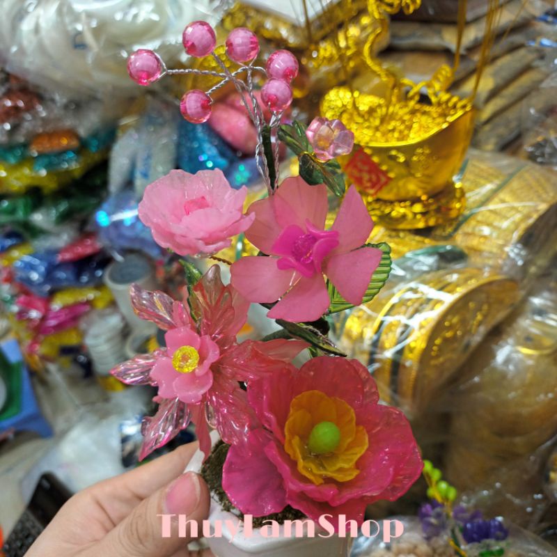 Chậu gốm sứ bình bông mai mini xinh xinh để bàn hút may mắn