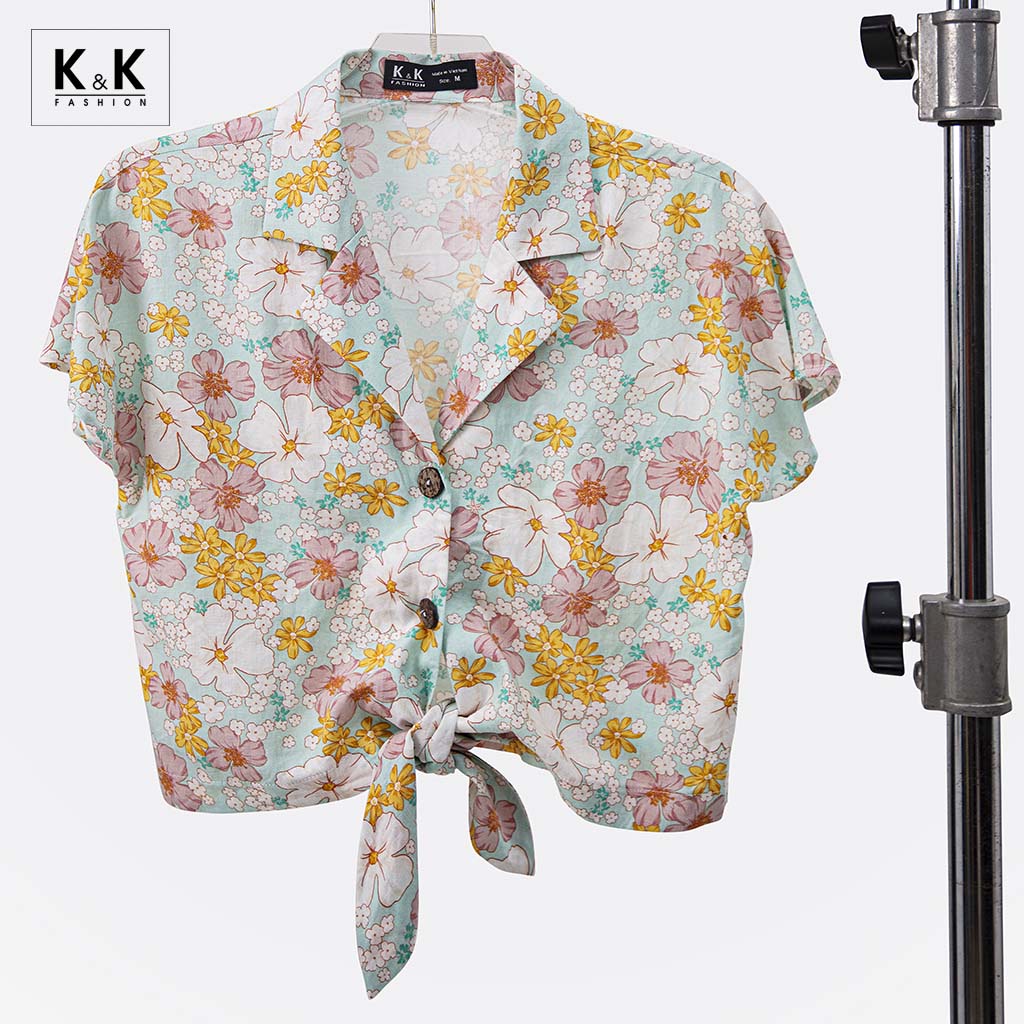 [Mã BMBAU50 giảm 7% đơn 150K] Áo Sơ Mi Họa Tiết Hè Cột Eo K&amp;K Fashion ASM06-04 Chất Liệu Vải Cotton