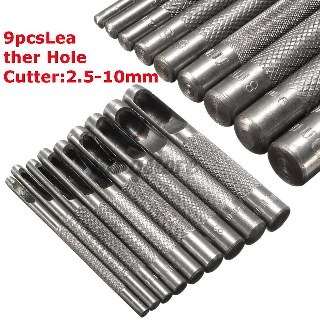 Bộ 9 Dụng Cụ Đục Lỗ Da 9 Kích Cỡ