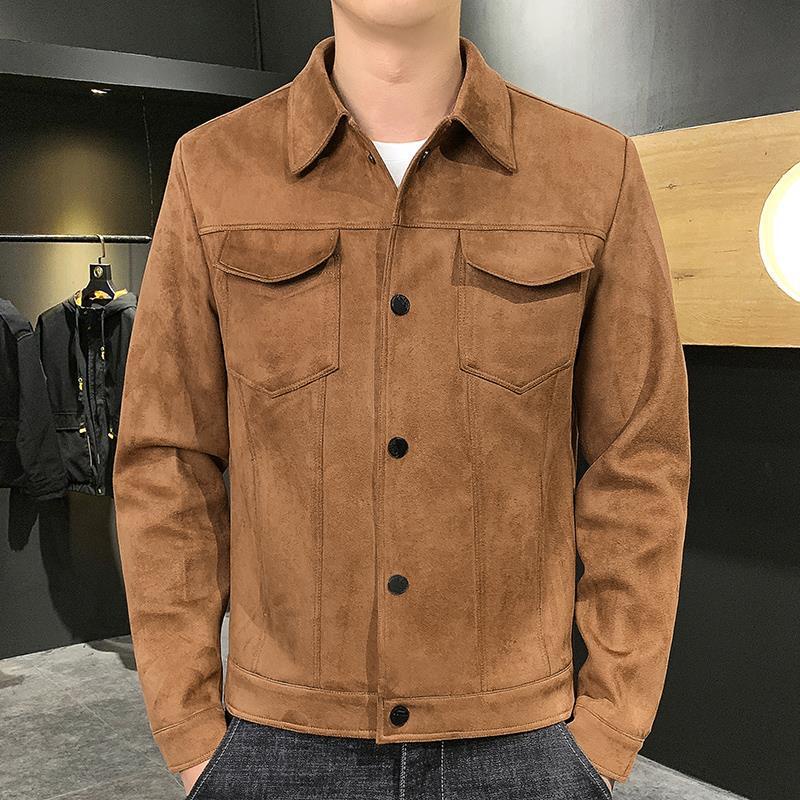 Áo khoác da lộn phong cách Hàn Quốc thời trang thu đông hàng mới dành cho nam