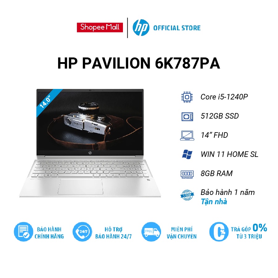 [Mã ELHP12 giảm đến 2TR2] Laptop HP Pavilion 15-eg2057TU 6K787PA | i5-1240P |RAM 8GB|512 GB|15.6'' FHD IPS|Win 11