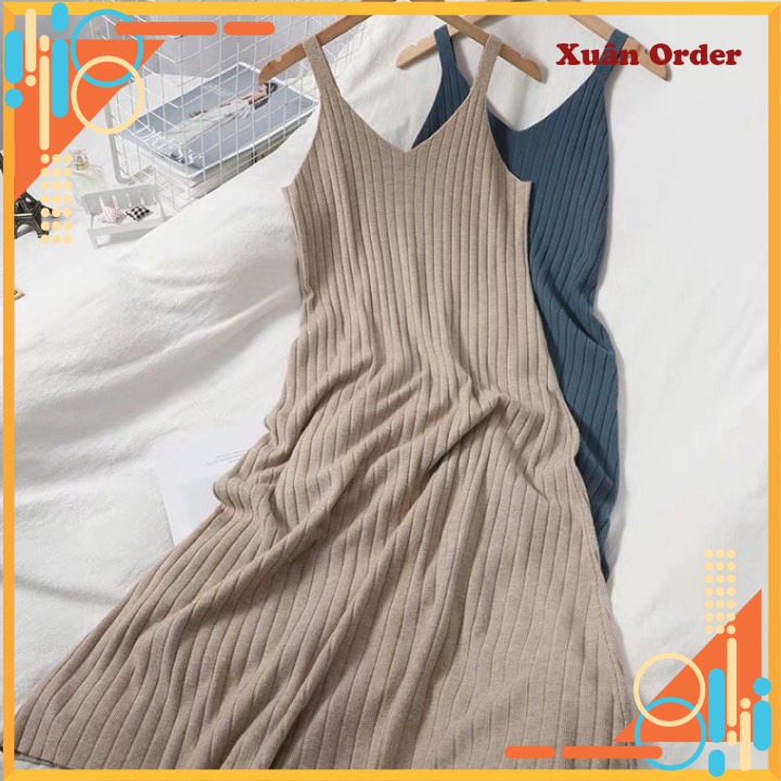 váy len hai dây, form đẹp, ulzzang style, sẵn màu trắng