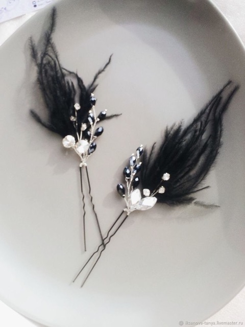 Trâm cài tóc cô dâu phụ kiện tóc cô dâu lông đà điểu