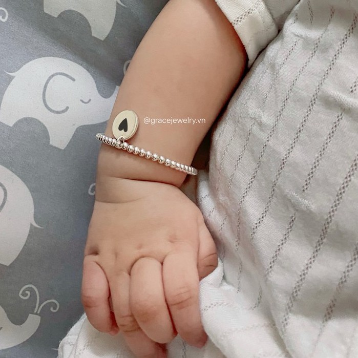Lắc bạc cho bé khắc theo yêu cầu - Bạc nguyên chất Grace Jewelry