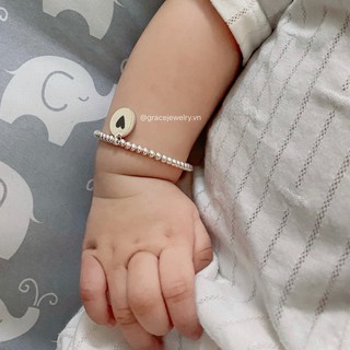 [Bạc] Lắc tay cho bé bạc nguyên chất - Lắc bi bạc xu tròn - Khắc theo yêu cầu - Grace Jewelry