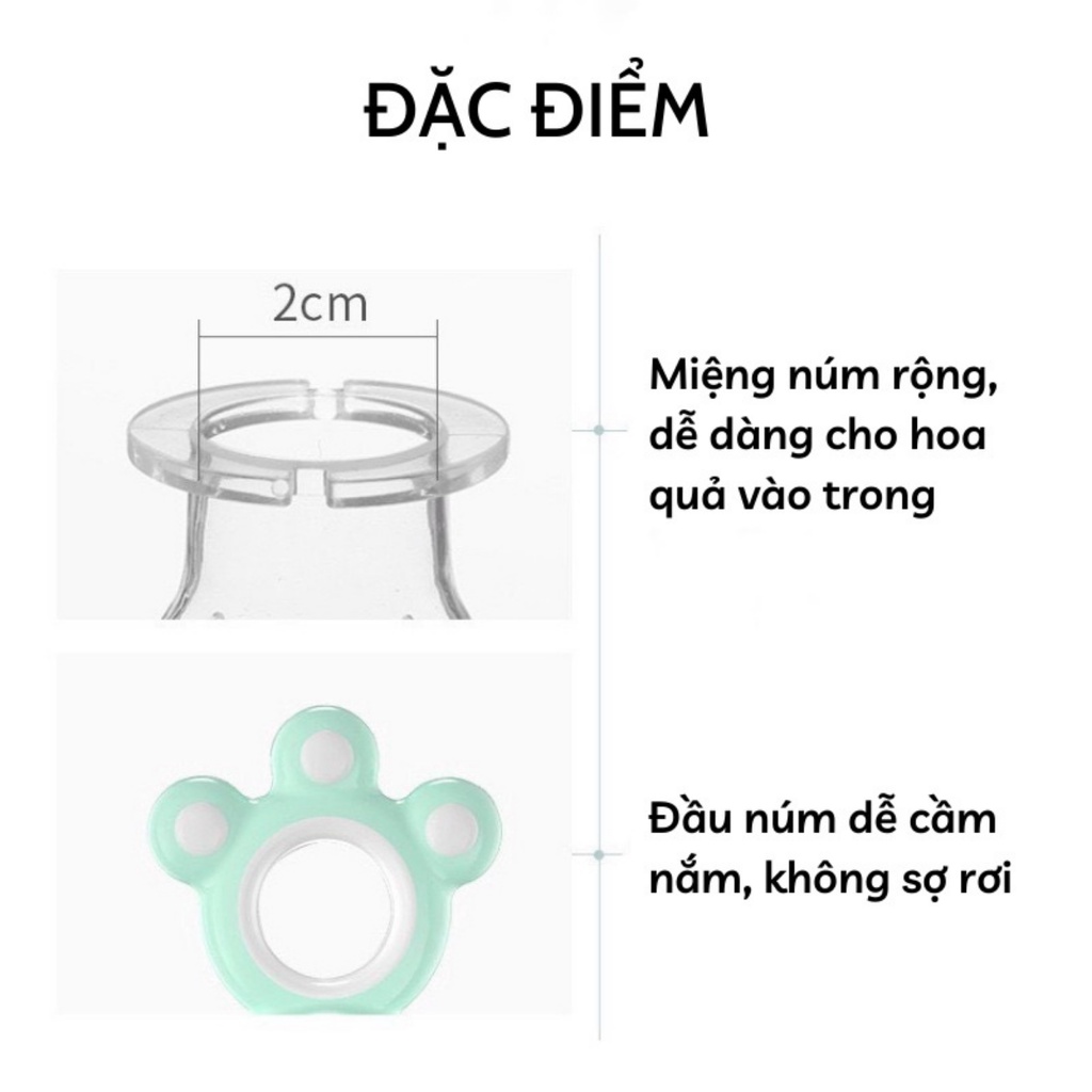 Túi Nhai Ăn Dặm, Núm Nhai Ăn Dặm Cho Bé Chống Hóc MISUTA 3 Size Chất Liệu Silicol An Toàn