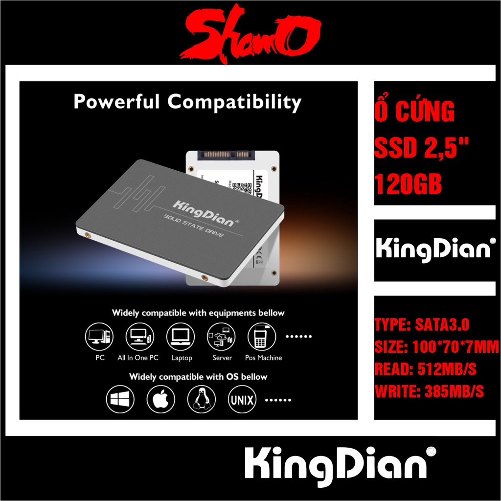 Ổ cứng SSD 2,5” KingDian 120GB (S400 SATA3.0) – CHÍNH HÃNG – Bảo hành 3 năm – SSD 120GB