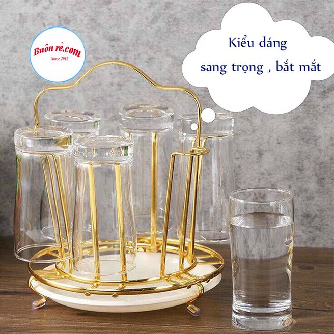 Khay úp cốc mạ vàng kèm khay hứng thiết kế hiện đại, chắc chắn-Giá úp cốc tiện lợi, dễ vệ sinh -Buôn Rẻ 01518
