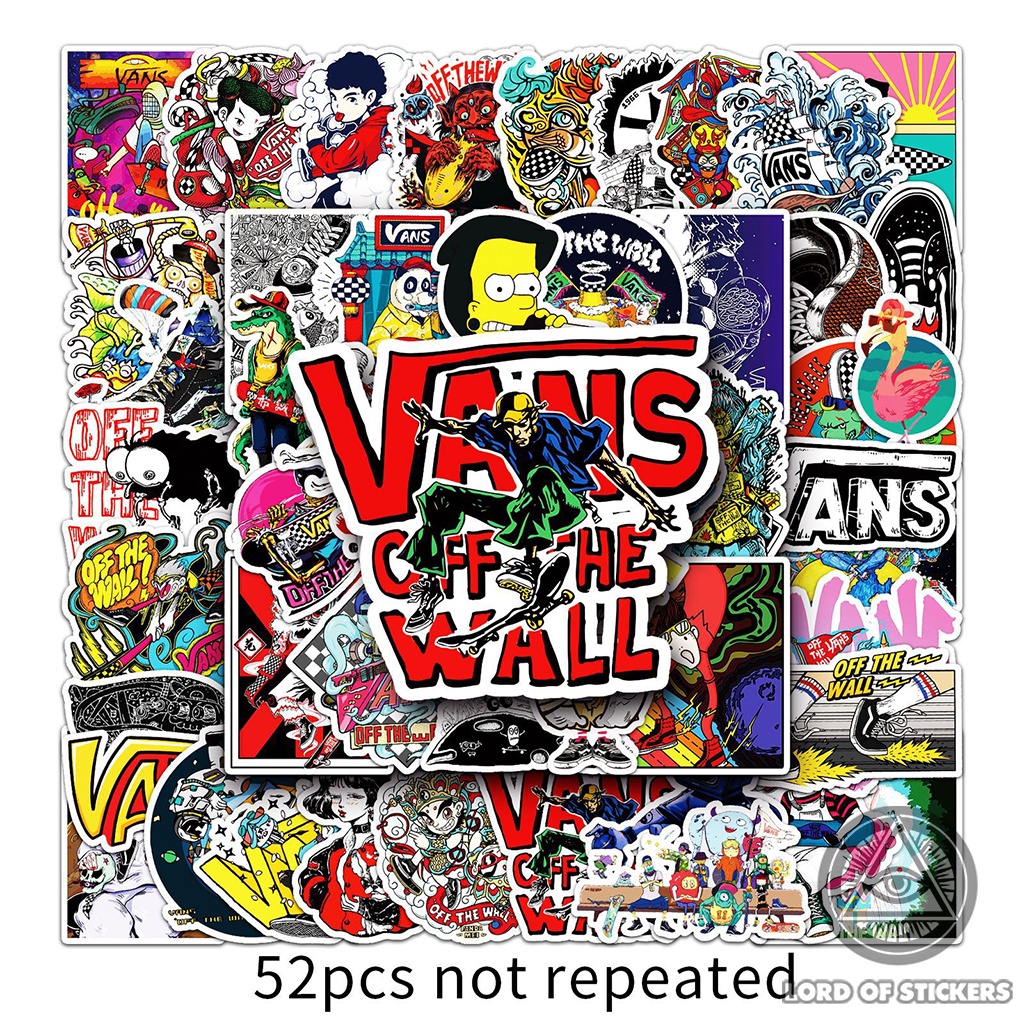 Set 52 Hình Dán Vans Off The Wall Graffiti Sticker Sneaker Chống Thấm Nước Dán Mũ Nón Bảo Hiểm, Laptop, Ván Trượt, Vali