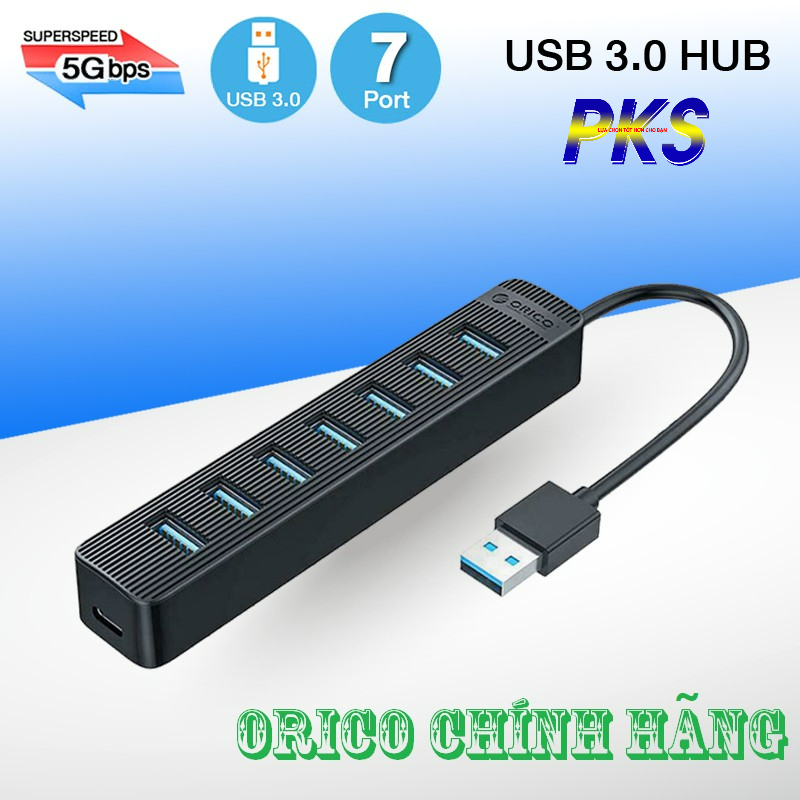 HUB chia 7 cổng USB 3.0 Orico hỗ trợ nguồn phụ - Hàng chính hãng
