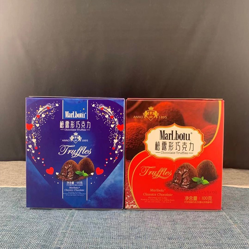 [ Hàng Hot ] Socola tươi / Sôcôla truffle marlbolu nhãn hiệu Hong Kong 100g hộp đỏ / hộp xanh