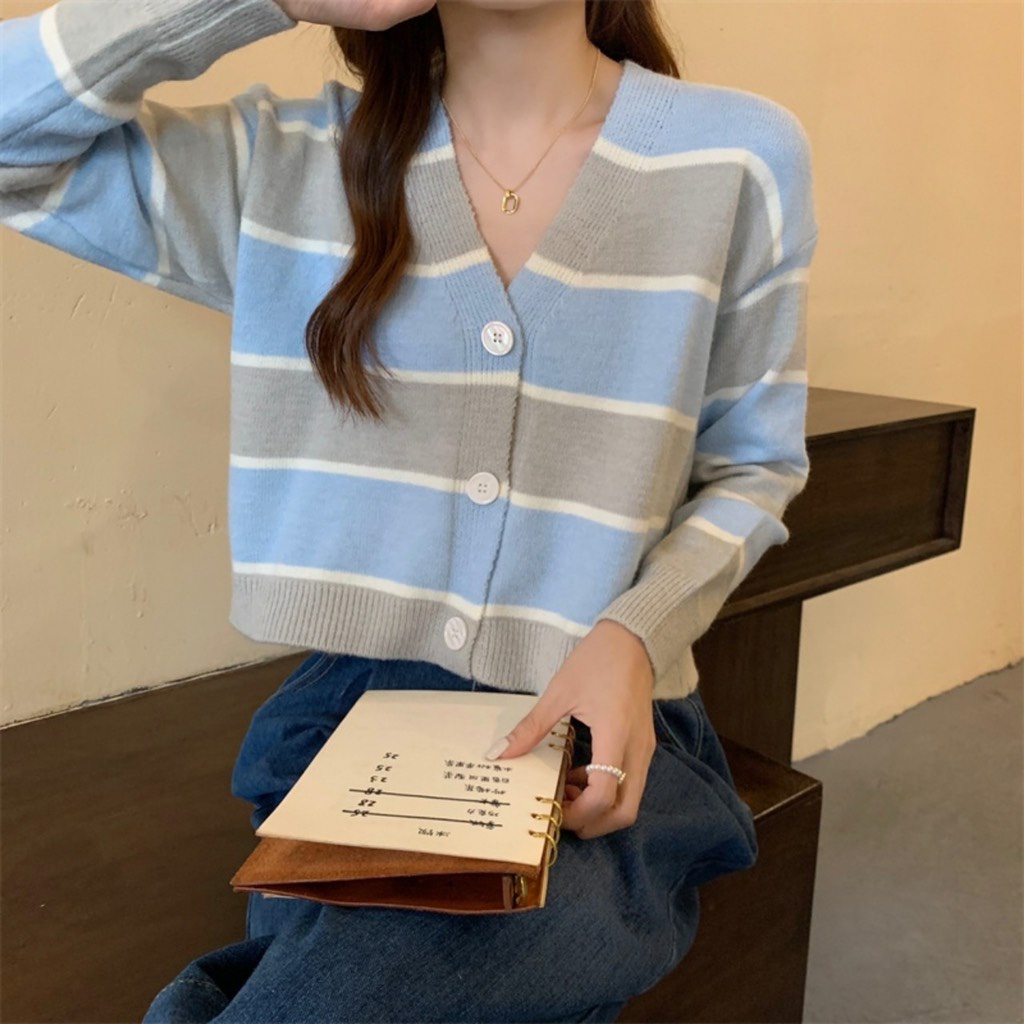 ⚡️BÁN SỈ⚡️Áo len Quảng Châu 3 màu kẻ ngang có cúc