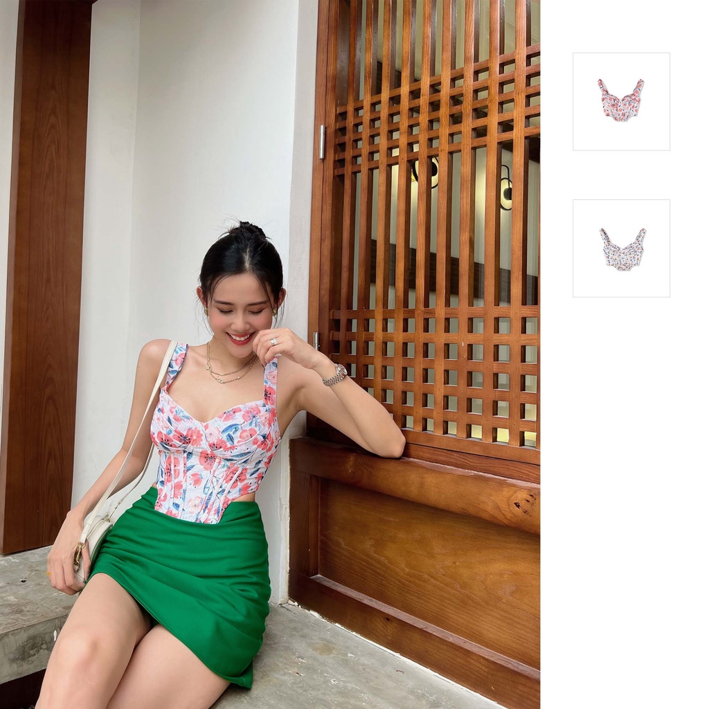 Áo Croptop Nữ Two Layers , Chất Kate Hoa Thoải Mái , WC000227 ,SOMEHOW