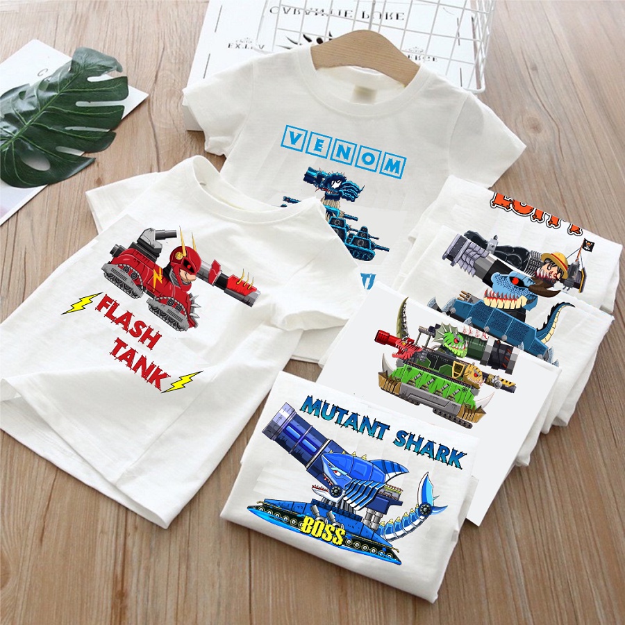 Áo thun xe tăng quái vật tank arena đại chiến cực hot màu trắng đủ size cho bé trai bé gái