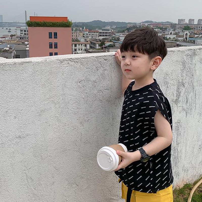 Bộ Áo Thun Không Tay + Quần Short Dáng Rộng Thoải Mái Dễ Phối Đồ Thời Trang Mùa Hè Cho Bé Trai