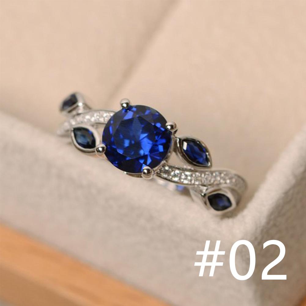 Nhẫn Đính Hôn Đính Đá Zircon Đỏ Hình Chiếc Lá Sang Trọng Dành Cho Nữ