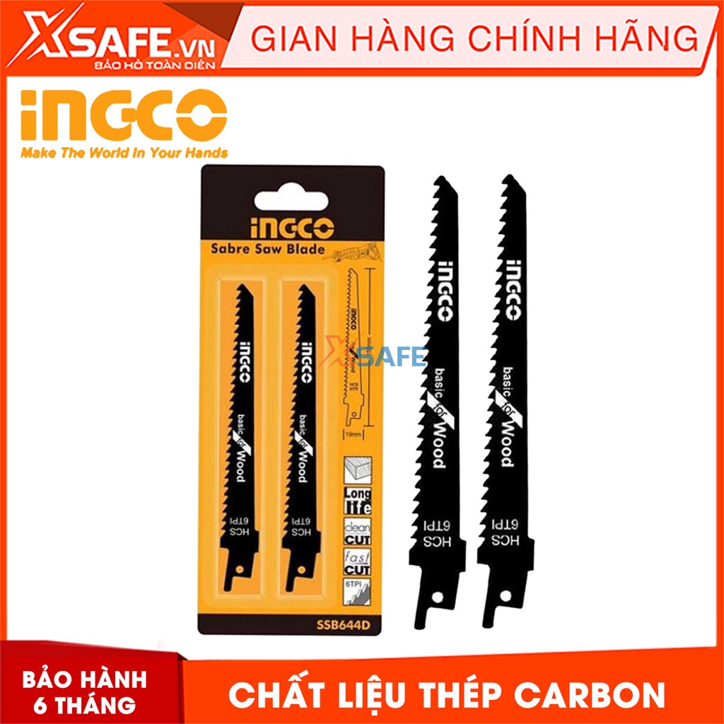 Bộ lưỡi cưa kiếm INGCO SSB644D Lưỡi cưa kiếm ưu tiên cưa gỗ 6 răng /inch, chất liệu thép carbon - Chính hãng