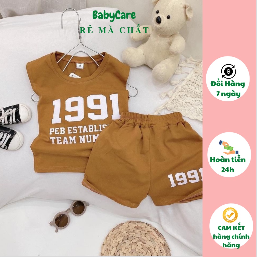 Bộ cộc Bé Trai in 1991 chất cotton tàu mềm mịn mát, Bộ 3 lỗ Cho Bé Mặc Nhà Hè từ 5-20kg