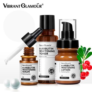 Bộ sản phẩm dưỡng trắng da VIBRANT GLAMOUR gồm Serum + Toner + Lotion chứa α-Arbutin Niacinamide 10%