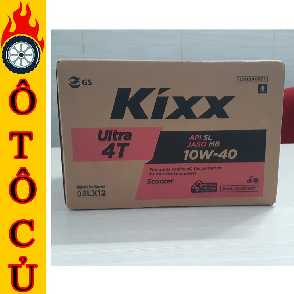 Nhớt xe máy dùng cho tay ga Kixx Ultra 4T 10w40 dòng bán tổng hợp nhập khẩu Hàn Quốc 0.8L