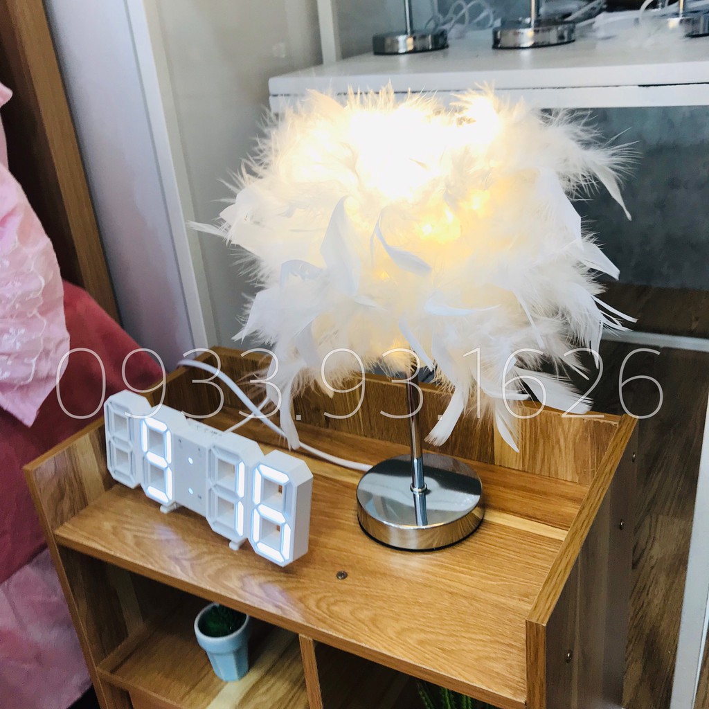 Đèn Ngủ Lông Vũ - Đèn Ngủ Để Bàn Trang Trí Sang Trọng - Ảnh Thật - NHÀ SHY HOMEDECOR