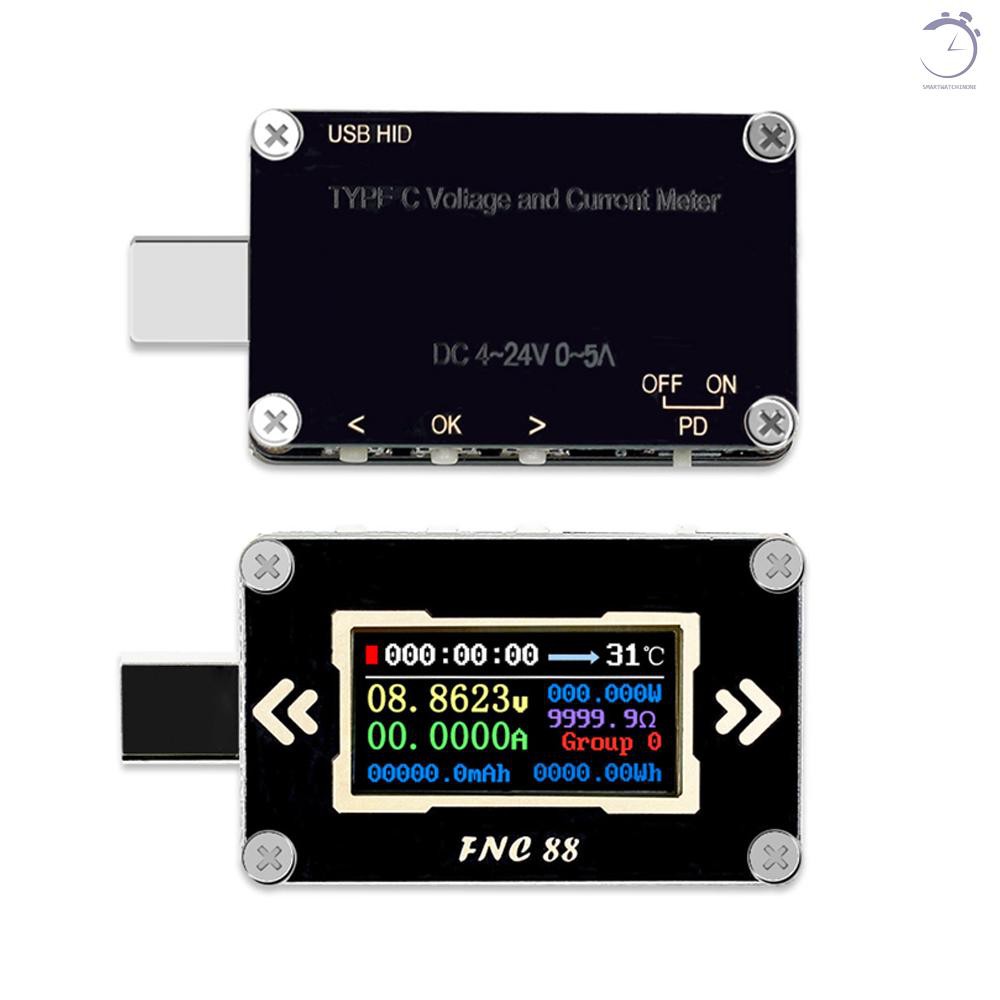 FNC88 Type-C PD Trigger USB-C Voltmeter Ampe kế Điện áp 2 chiều Đồng hồ đo dòng điện Đồng hồ vạn năng PD Bộ sạc Pin USB Tester với màn hình LCD độ nét cao 0,96 inch♠