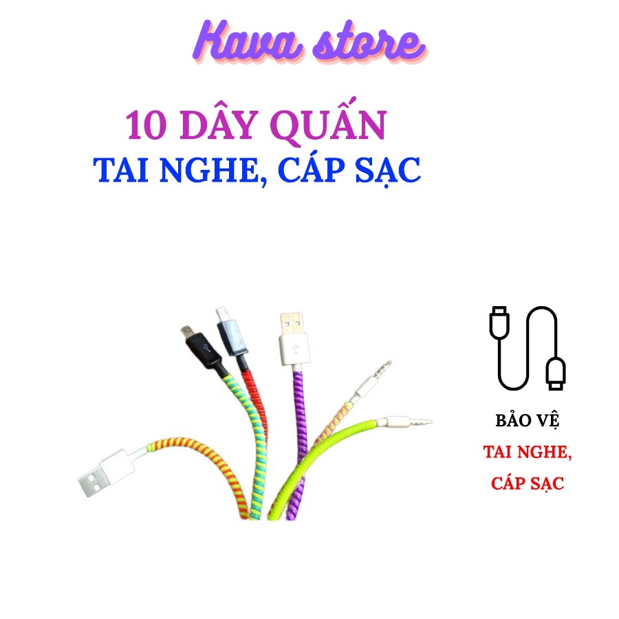 Combol 10 Dây Quấn Tai Nghe Cáp Sạc 2 Màu Kava Store Bao Đẹp