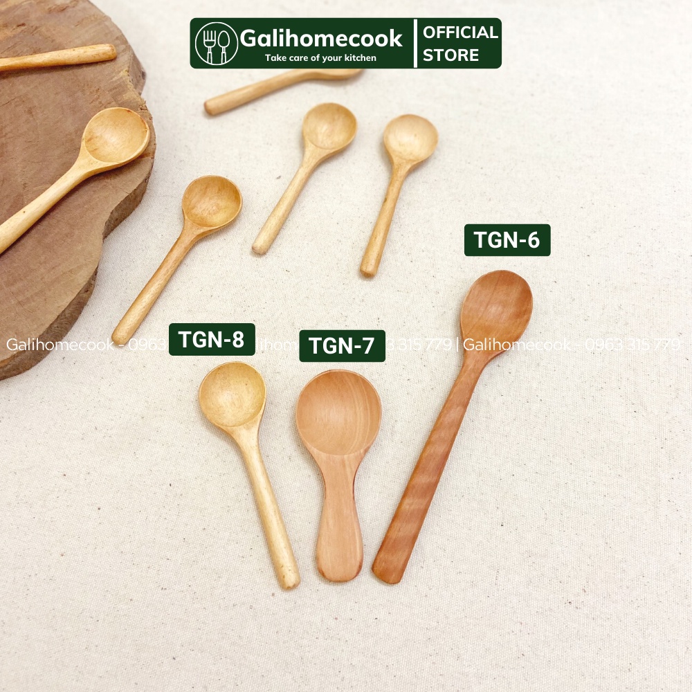 Thìa gỗ, muỗng gỗ múc Gia vị - Muỗng nhỏ decor chụp ảnh - Thìa gỗ xinh múc Trà | Galihomecook