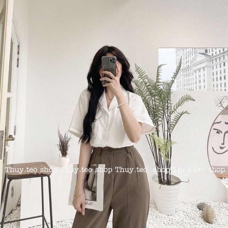 Quần ống suông nữ 1 cúc 6037 - quần ống suông chất nhẹ bay mùa hè