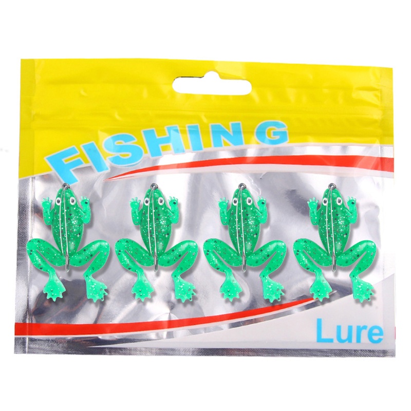 QQ Set 4 Mồi Câu Cá Ếch Giả Bằng Silicon Mềm 60mm 5.2g