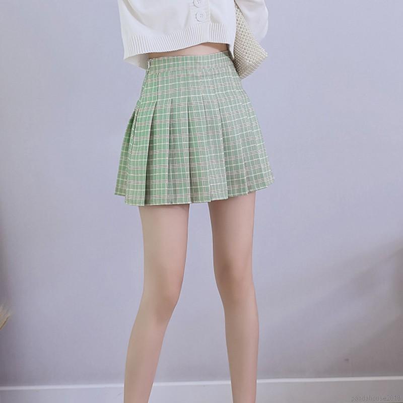 Women Skirt Korean College Style Plaid High Waist Pleated Skirt A Line Skirt Fairy Powder 2XL | BigBuy360 - bigbuy360.vn