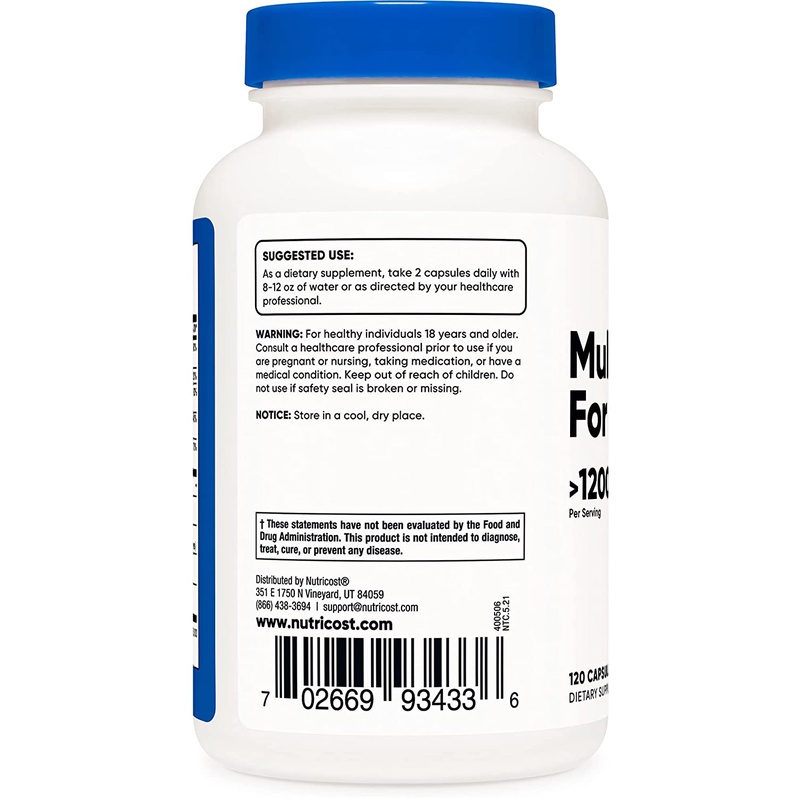 Nutricost Multivitamin For Men Viên Uống Bổ Sung Vitamin Và Khoáng Chất Dành Cho Nam Giới (120 Viên)