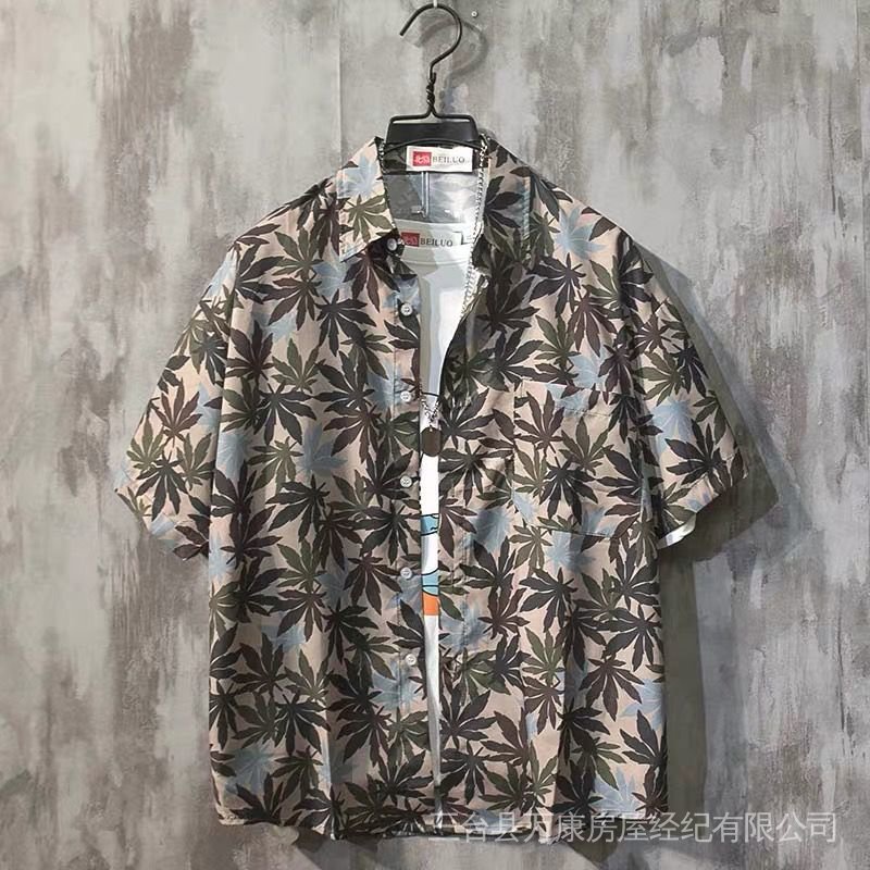 Áo Sơ Mi Nam Ngắn Tay Dáng Rộng Họa Tiết Hoa Đi Biển cxbswxwk.my918