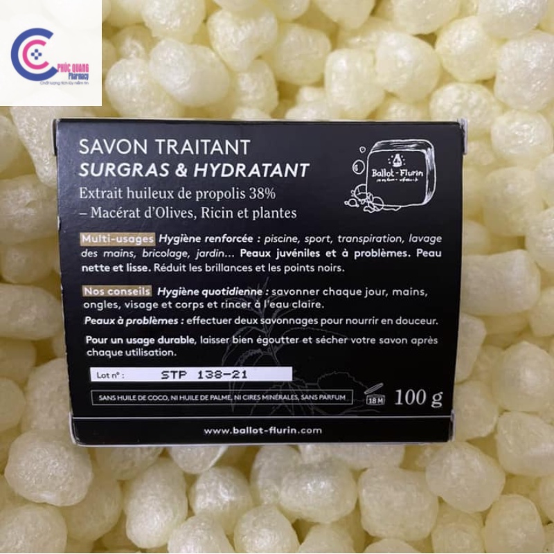 Xà bông keo ong hữu cơ Pháp Savon Traitant Propolis Noire 100g