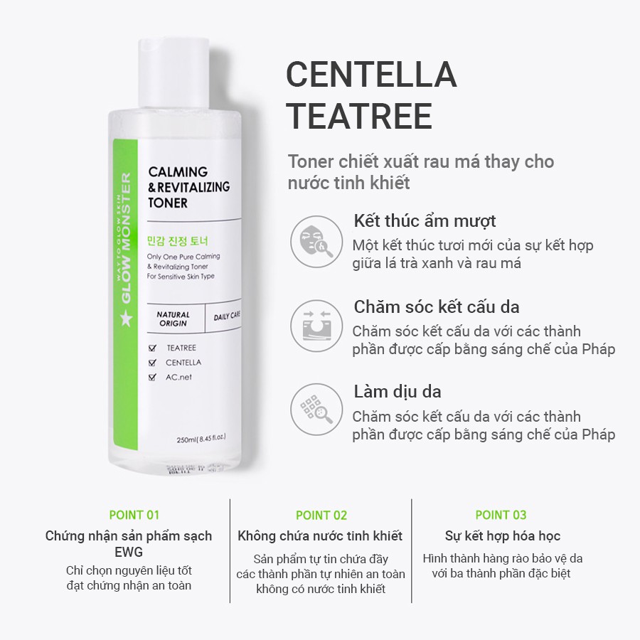 Nước Hoa Hồng Làm Dịu Da GLOW MONSTER CALMING & REVITALIZING TONER_Mỹ phẩm Hàn Quốc chính hãng